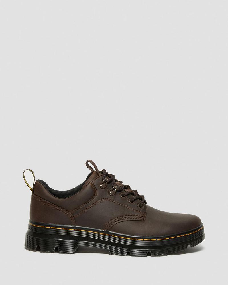 Dr Martens Reeder Crazy Horse Leren Utility Vrijetijdsschoenen Dames Donkerbruin | NL 666VRW